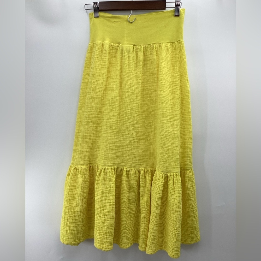 bryn Walker Cotton Gause Sunny Yellow Maxi Skirt - Picture 2 of 12